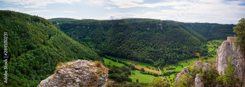 View from the Ruin Reussenstein across the beautiful landscape of the alb and to Neidlingen