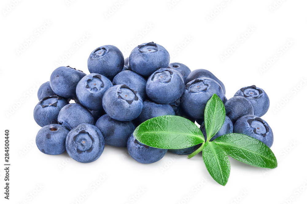 fresh blueberry with leaves isolated on white background closeup fresh blueberry with leaves isolated on white background closeup