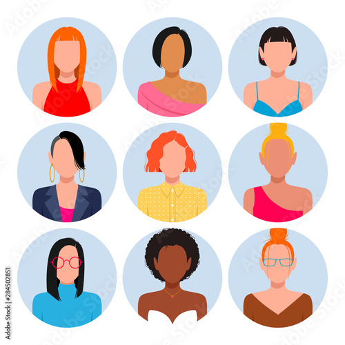 Diverse people avatar set