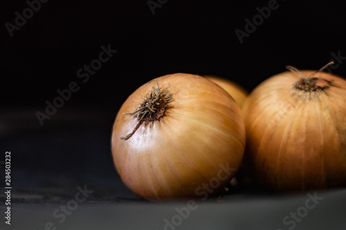 onions on a black background