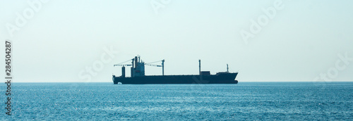 Panorama of Dry Cargo vessel.Transportation international delivery. Logistics and shipping. Sea transportation.