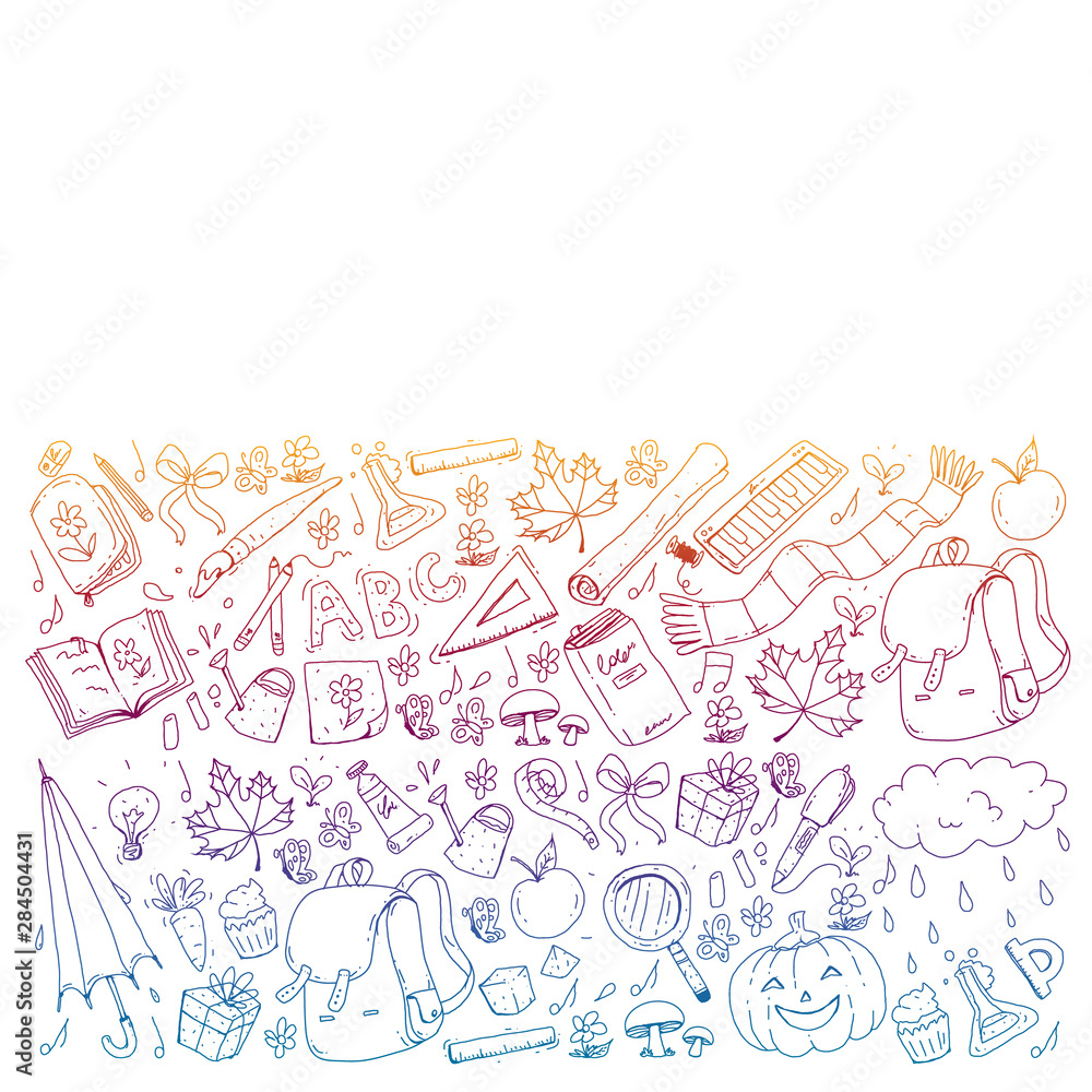 Back to school vector pattern. Education icons for children. Back to school vector pattern. Education icons for children.
