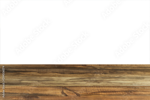 wooden table for advertising and presentation of your goods, wooden table on a white background