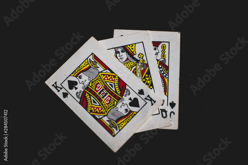 cards on black background