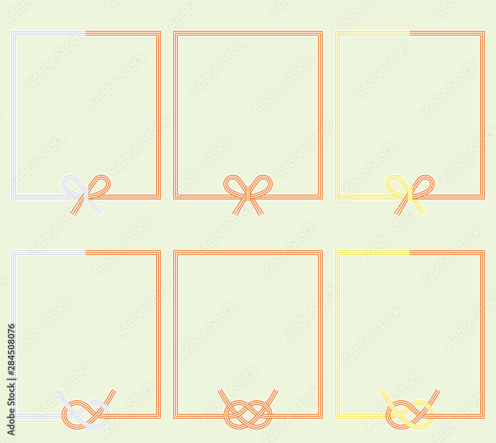 慶事の水引き直角フレームのイラスト 拡張前の線画 結びが下部 白フチあり Stock Vector Adobe Stock