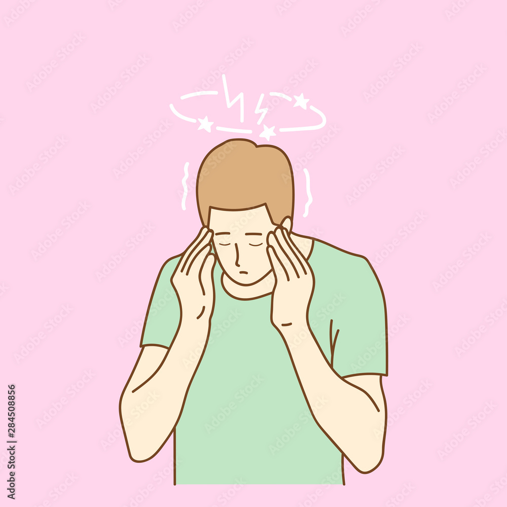 Health and pain. Stressed exhausted young adult having strong tension headache. Health and pain. Stressed exhausted young adult having strong tension headache.
