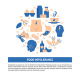 Food intolerance round concept banner template in flat style