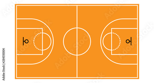 Basketball field.Basketball court illustration with lines.Top view Basketball field isolated on white background,