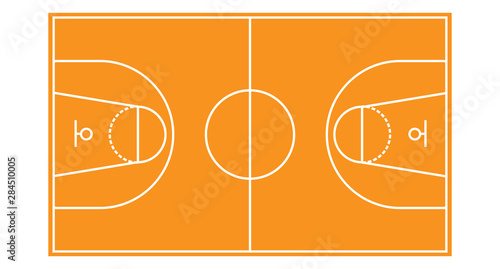 Basketball field.Basketball court illustration with lines.Top view Basketball field isolated on white background,