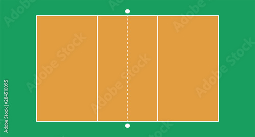 Volleyball gym.illustration of volleyball court.Volleyball court from top view flat design.Field with line template.