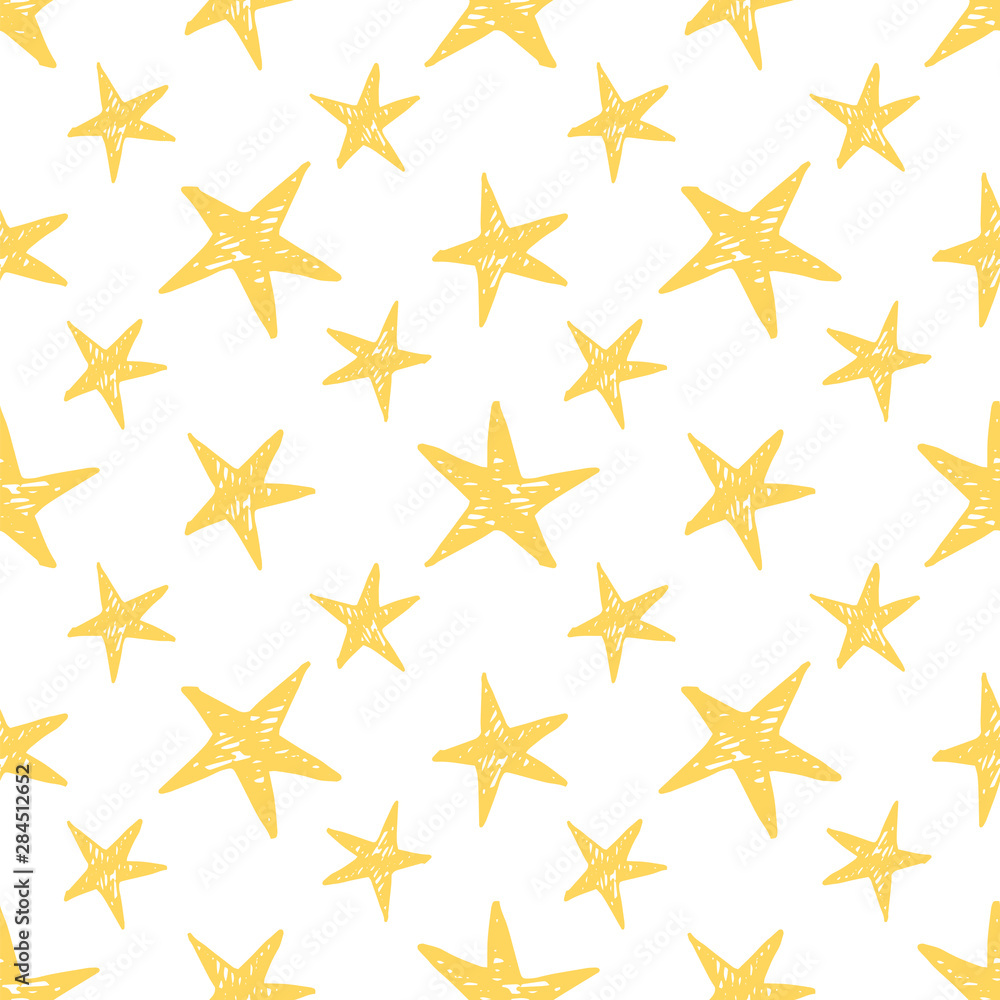 Hand drawing stars on white background seamless pattern. Design for textile, fabric, greeting card, wallpaper. Hand drawing stars on white background seamless pattern. Design for textile, fabric, greeting card, wallpaper.