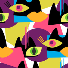 Fototapete Augenmuster Abstrakte Katzen und Augen Muster  © Tatiana Lapteva