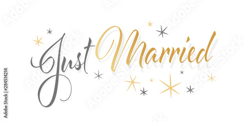 Just married isolated on white background