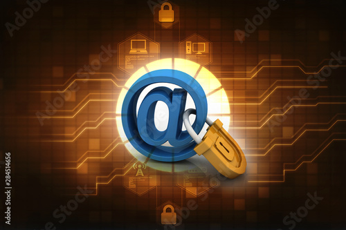 3d rendering E-mail symbol with lock. Internet security concept © deepagopi2011