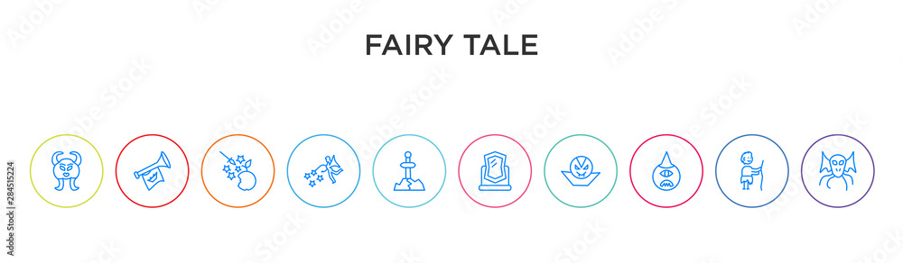 fairy tale concept 10 outline colorful icons fairy tale concept 10 outline colorful icons
