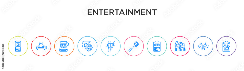 Fototapeta premium entertainment concept 10 outline colorful icons