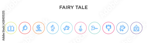 fairy tale concept 10 outline colorful icons