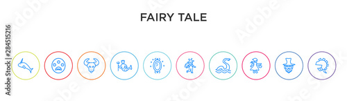 fairy tale concept 10 outline colorful icons
