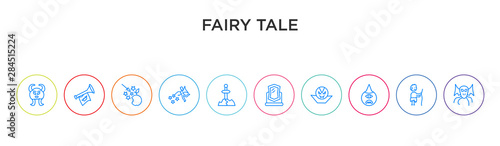fairy tale concept 10 outline colorful icons