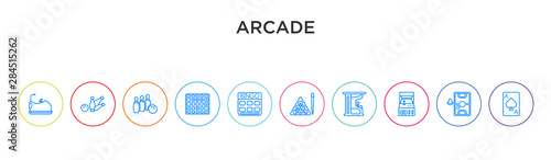 arcade concept 10 outline colorful icons