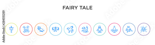 fairy tale concept 10 outline colorful icons