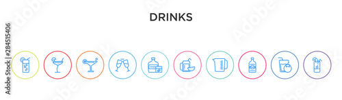 drinks concept 10 outline colorful icons