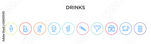 drinks concept 10 outline colorful icons