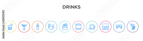 drinks concept 10 outline colorful icons