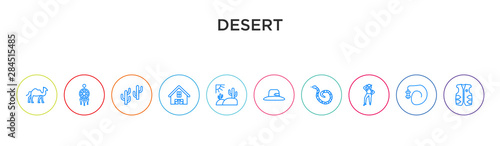 desert concept 10 outline colorful icons