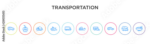 transportation concept 10 outline colorful icons