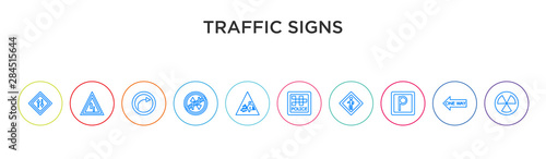 traffic signs concept 10 outline colorful icons