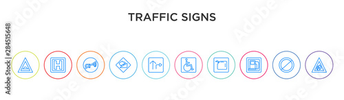 traffic signs concept 10 outline colorful icons