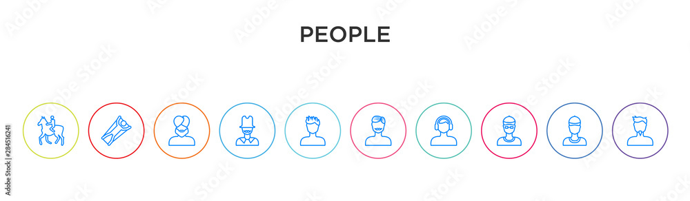 Fototapeta premium people concept 10 outline colorful icons