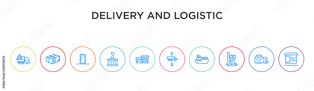 delivery and logistic concept 10 outline colorful icons delivery and logistic concept 10 outline colorful icons