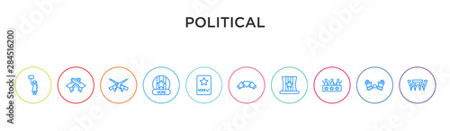 political concept 10 outline colorful icons