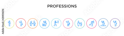 professions concept 10 outline colorful icons