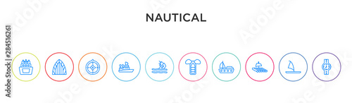 nautical concept 10 outline colorful icons