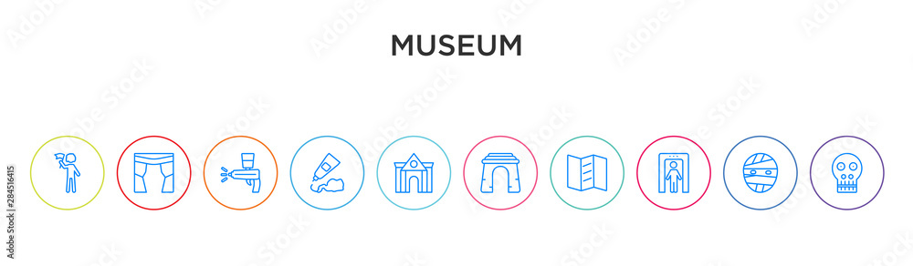 museum concept 10 outline colorful icons museum concept 10 outline colorful icons