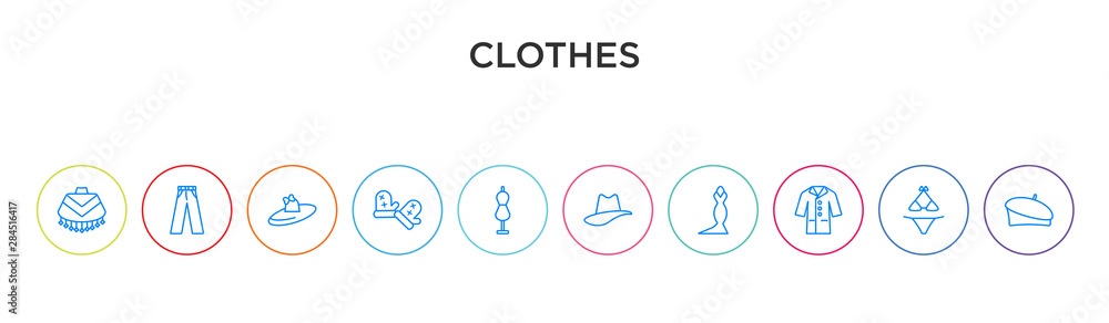 clothes concept 10 outline colorful icons clothes concept 10 outline colorful icons