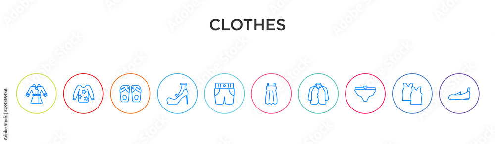 Fototapeta premium clothes concept 10 outline colorful icons