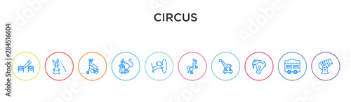 circus concept 10 outline colorful icons