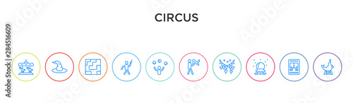 circus concept 10 outline colorful icons
