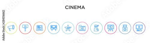 cinema concept 10 outline colorful icons