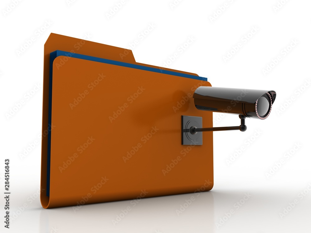 3d rendering Surveillance CCTV Security Camera with folder 3d rendering Surveillance CCTV Security Camera with folder