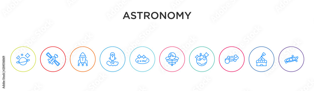 astronomy concept 10 outline colorful icons astronomy concept 10 outline colorful icons