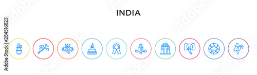 india concept 10 outline colorful icons