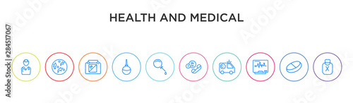 health and medical concept 10 outline colorful icons
