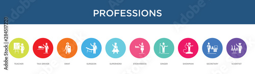 professions concept 10 colorful icons