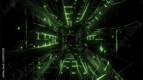 green wireframe design with nice reflection 3d rendering background wallpaper