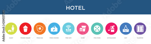 hotel concept 10 colorful icons